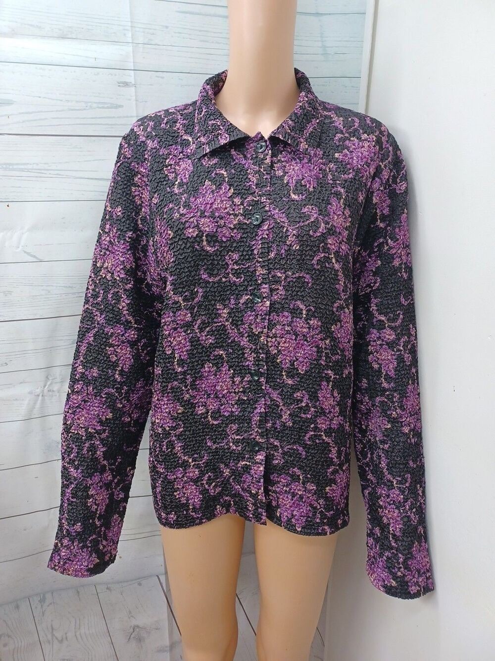 Travelers Non Iron Button Up Top Shirt Reversible Long Sleeve Sz XL